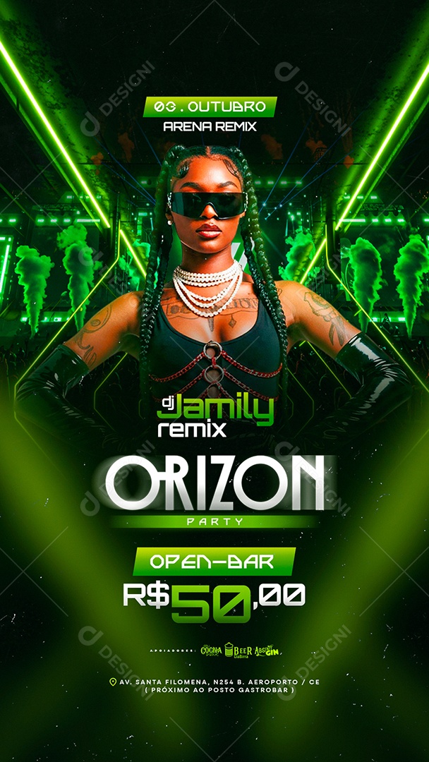 Story Flyer DJ Jamily Orizon Party Social Media PSD Editável