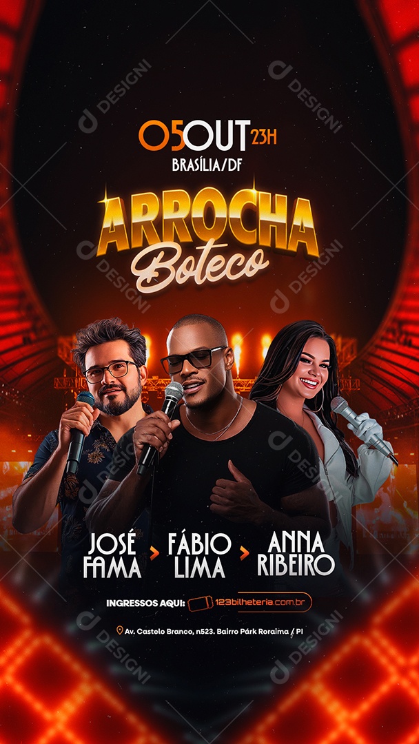 Story Flyer Próximos Shows Arrocha Boteco Social Media PSD Editável