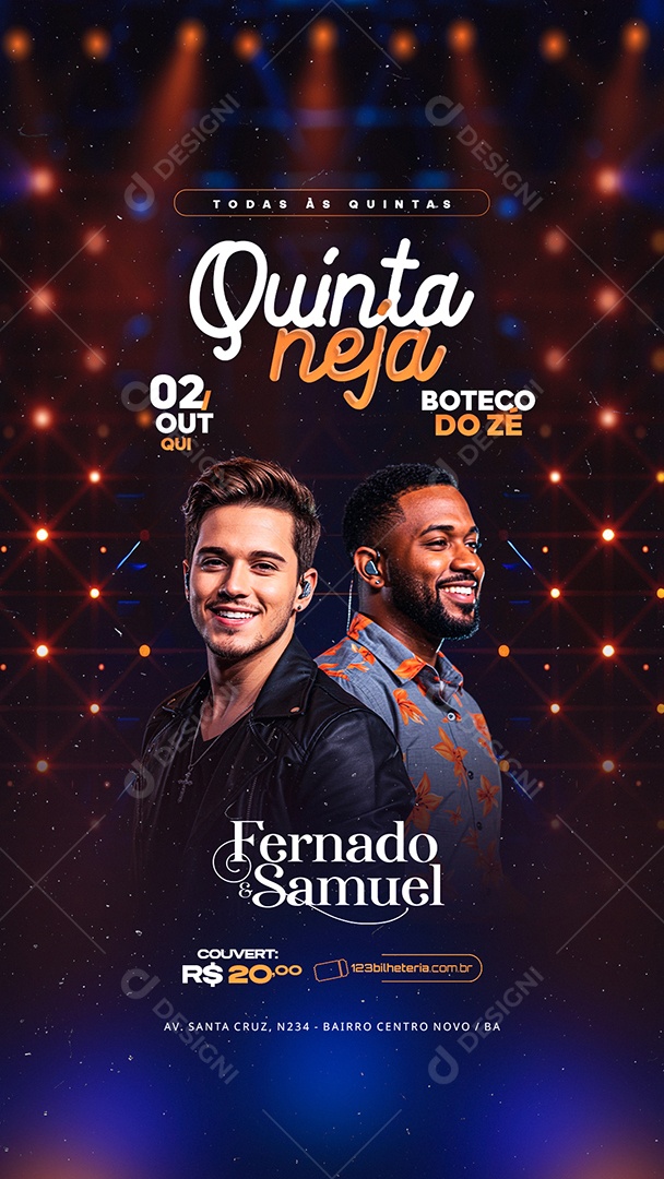 Story Flyer Quintaneja Fernado e Samuel Social Media PSD Editável