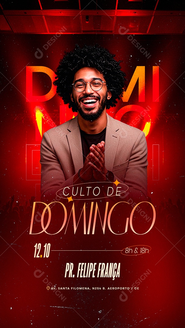 Story Flyer Gospel Culto de Domingo Pr Felipe França Social Media PSD Editável