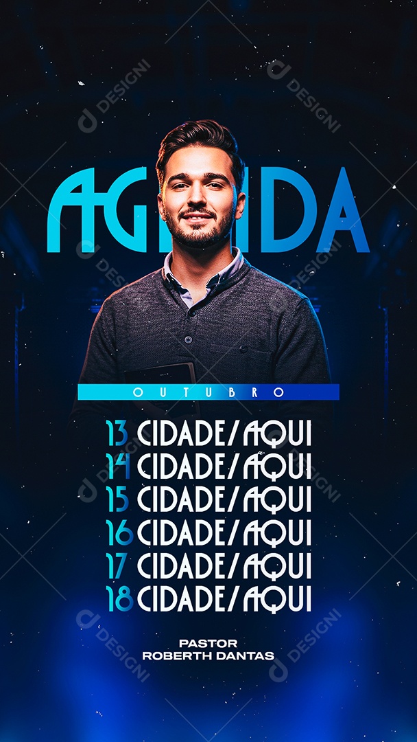 Story Flyer Gospel Agenda Outubro Pastor Roberth Dantas Social Media PSD Editável