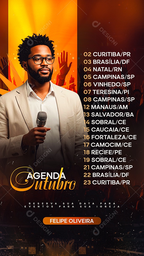 Story Flyer Gospel Agenda Outubro Social Media PSD Editável