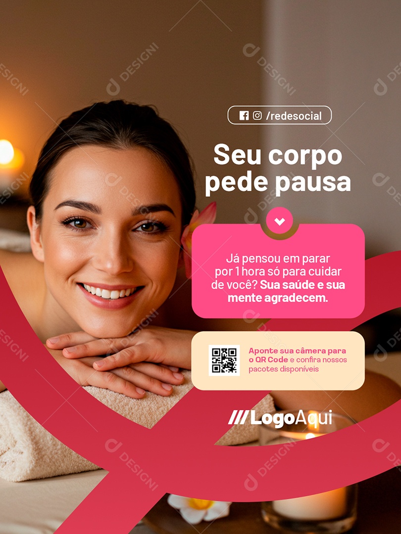 Massagem Seu Corpo Pede Pausa Social Media PSD Editável