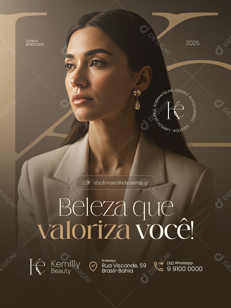 Estéticista Beleza Que Valoriza Você Social Media PSD Editável
