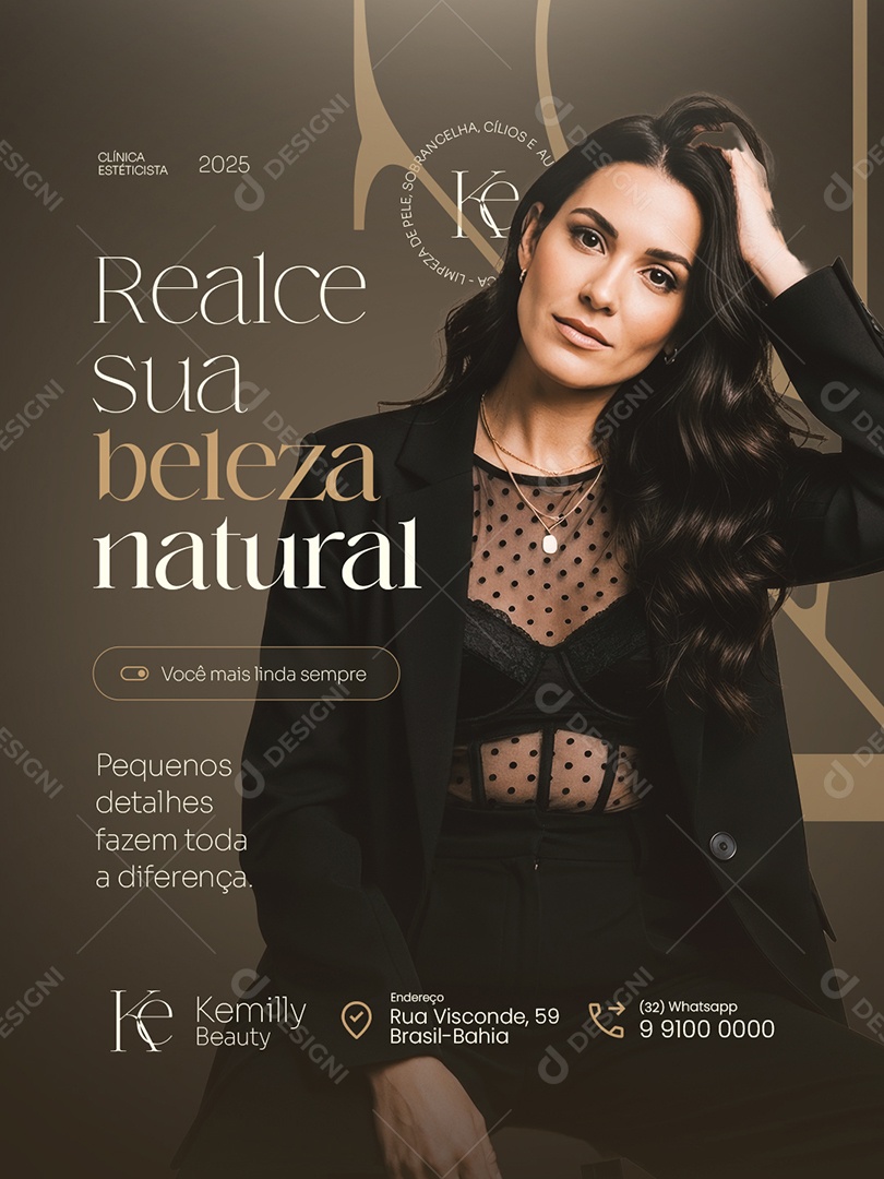 Estéticista Realce sua Beleza Natural Social Media PSD Editável