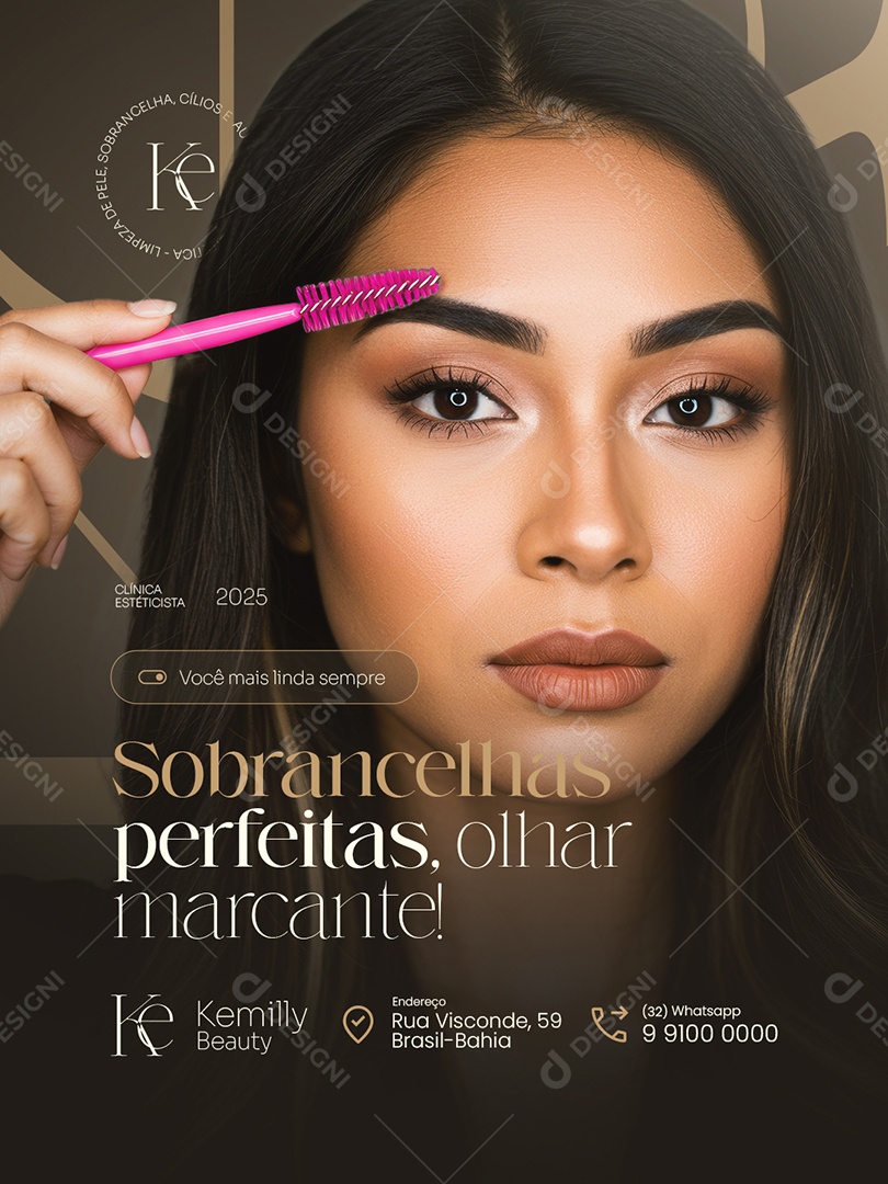 Estéticista Sobrancelhas Perfeitas Olhar Marcante Social Media PSD Editável