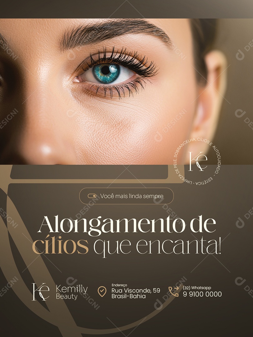 Estéticista Alongamento de Cílios Que Encanta Social Media PSD Editável