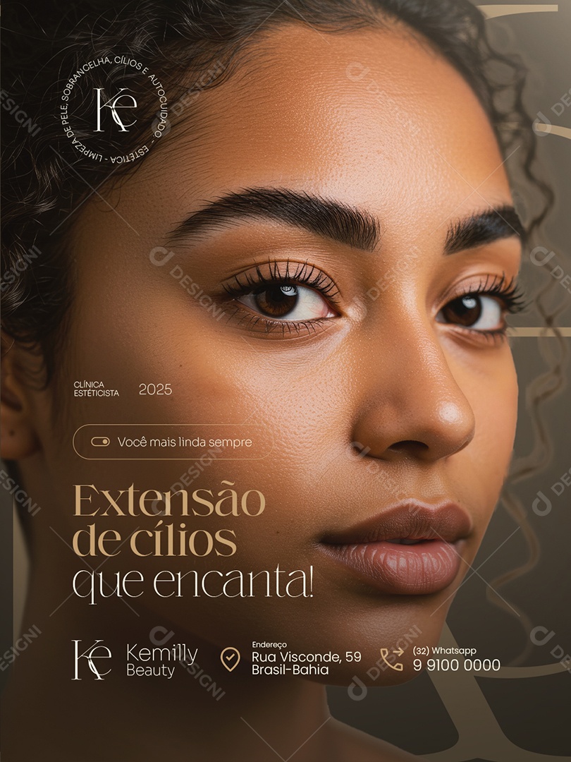 Estéticista Extensão de Cílios Que Encanta Social Media PSD Editável