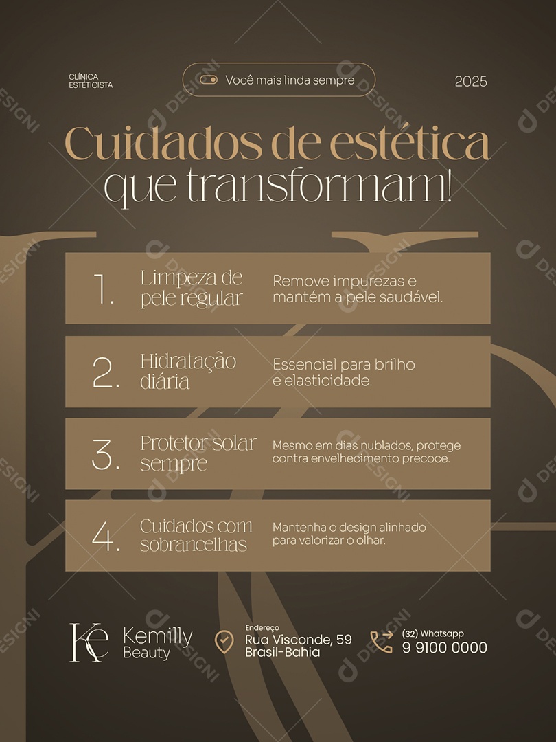 Estéticista Cuidados de Estética Que Transformam Social Media PSD Editável