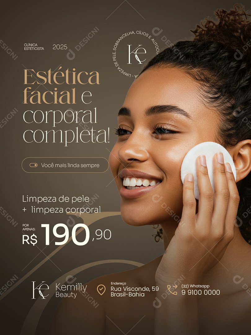 Estéticista Estética Facial e Corporal Completa Social Media PSD Editável