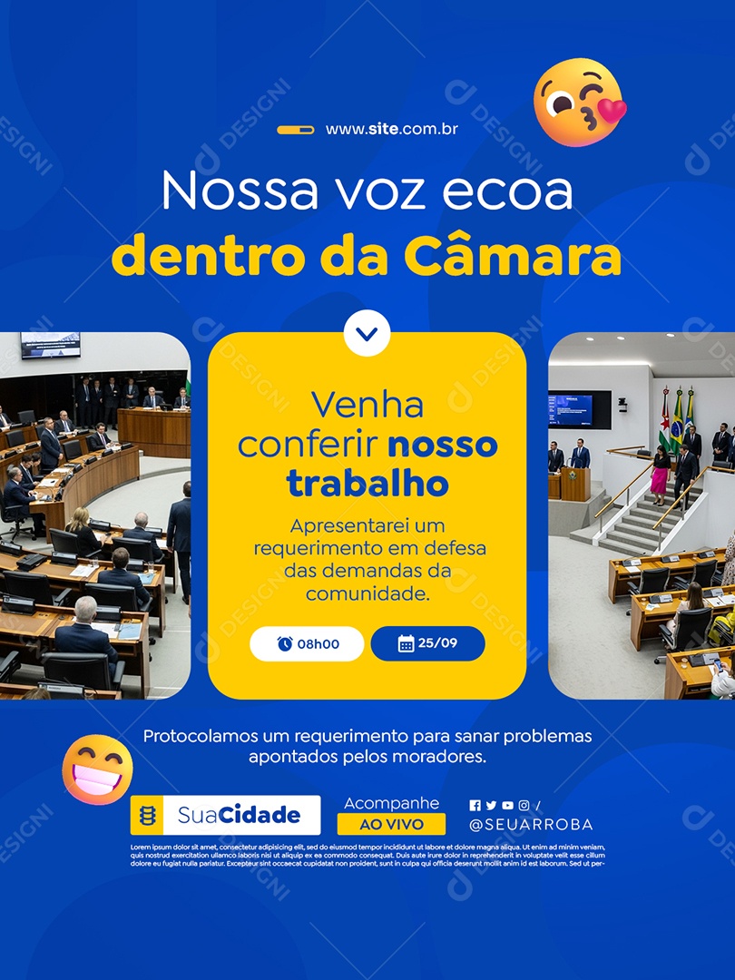 Política Nossa Voz Ecoa Dentro da Câmara Social Media PSD Editável