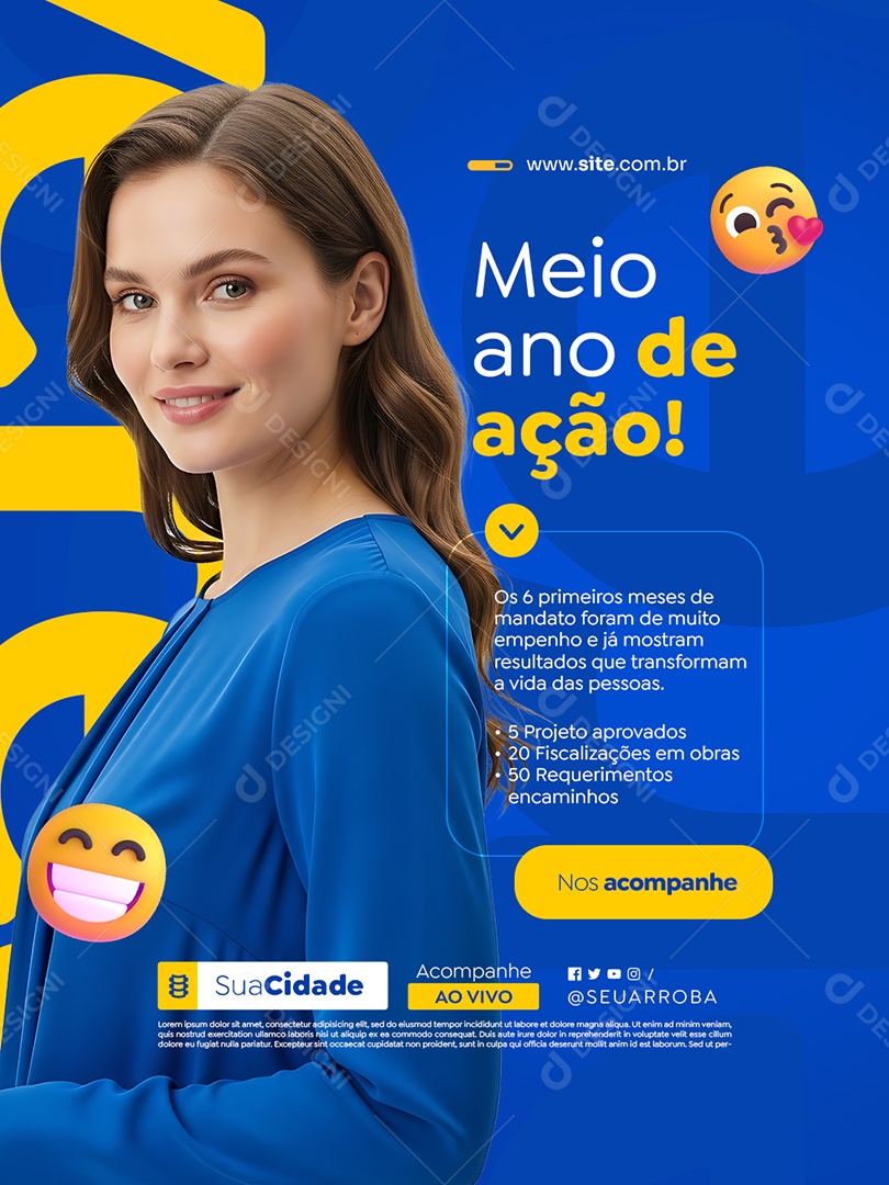 Política Meio Ano de Ação Social Media PSD Editável