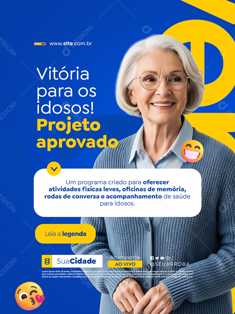 Política Vitória para Os Idosos Projeto Aprovado Social Media PSD Editável