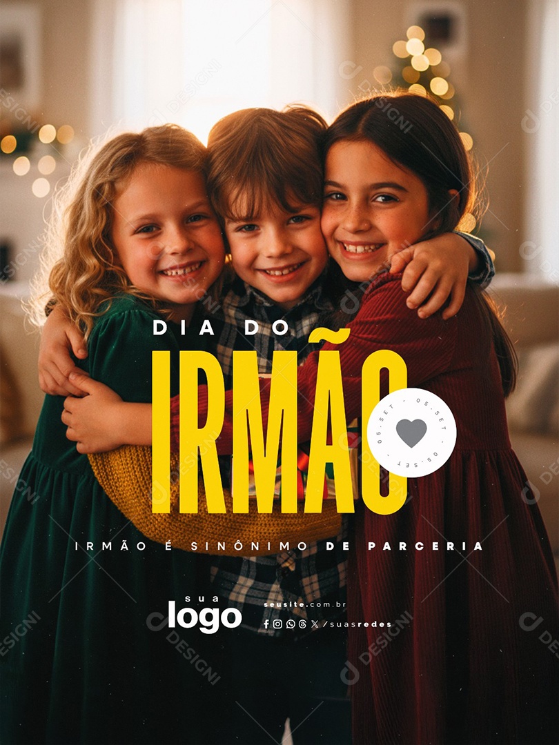 Dia do Irmão 05 de Setembro Sinônimo de Parceria Social Media PSD Editável