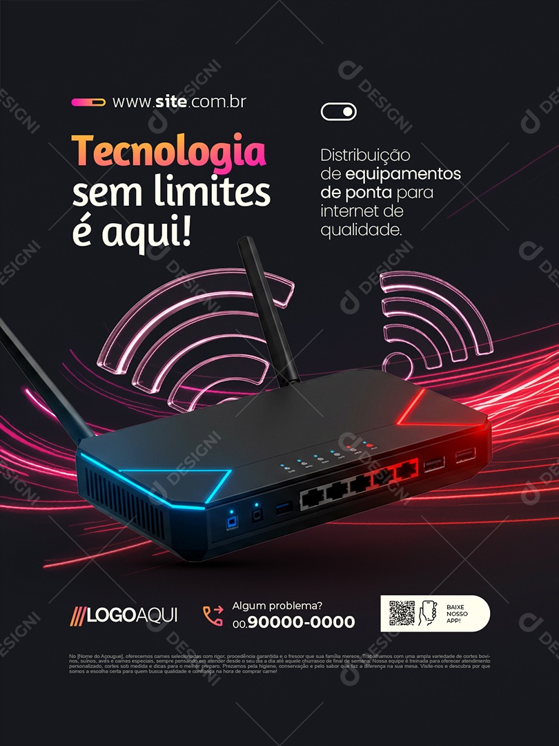 Telecom Tecnologia Sem Limites é Aqui Social Media PSD Editável