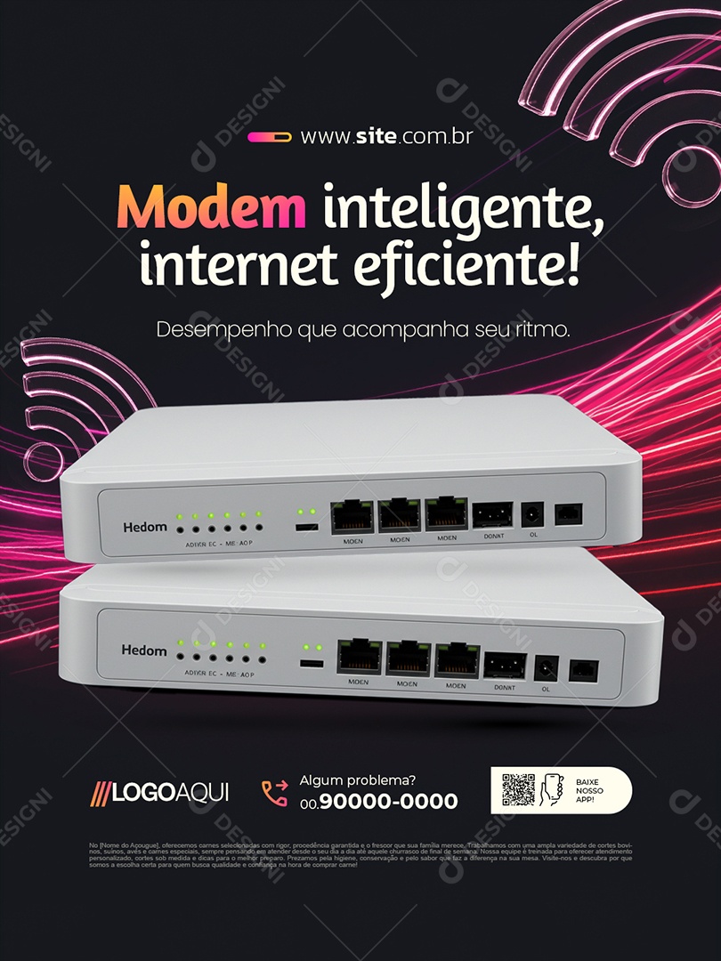 Telecom Modem Inteligente Internet Eficiente Social Media PSD Editável