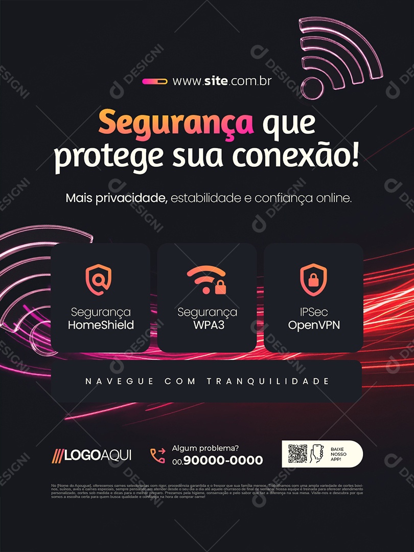 Telecom Segurança Que Protege sua Conexão Social Media PSD Editável