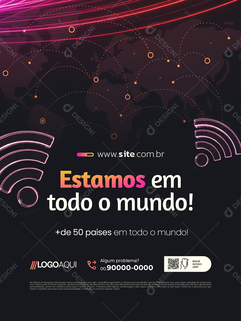 Telecom Estamos em Todo o Mundo Social Media PSD Editável