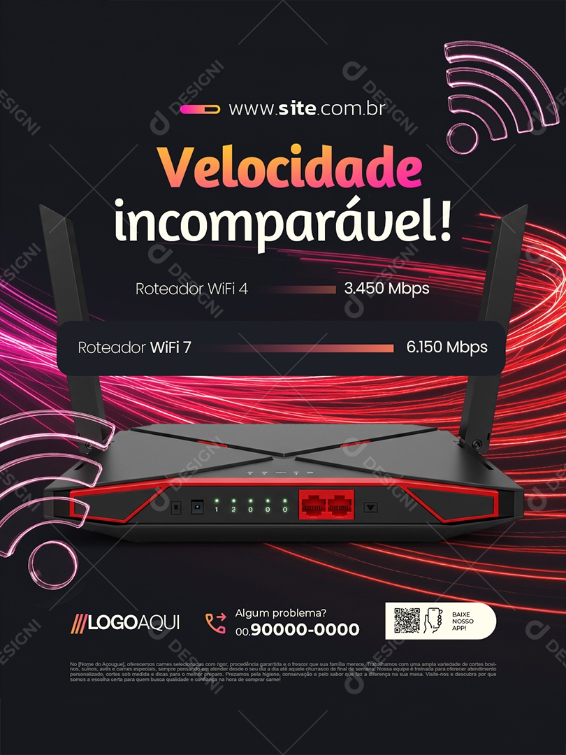 Telecom Velocidade Incomparável Social Media PSD Editável