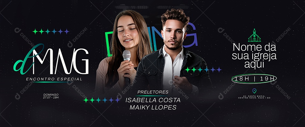Carrossel Flyer Gospel Culto Encontro Especial Social Media PSD Editável