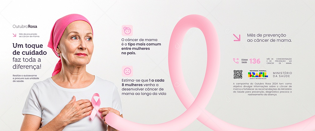 Carrossel Outubro Rosa Um Toque de Cuidado Faz Toda a Diferença Social Media PSD Editável