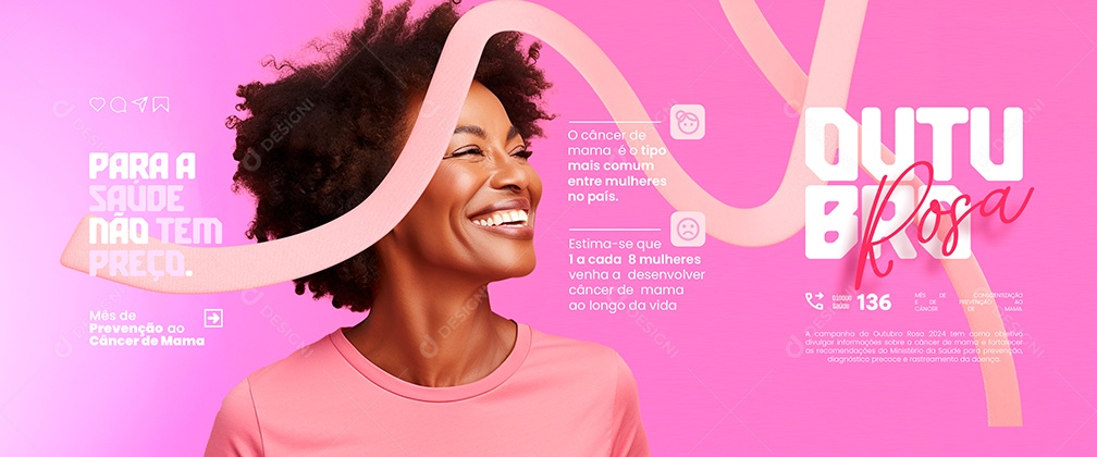 Carrossel Outubro Rosa Para a Saúde Não Tem Preço Social Media PSD Editável