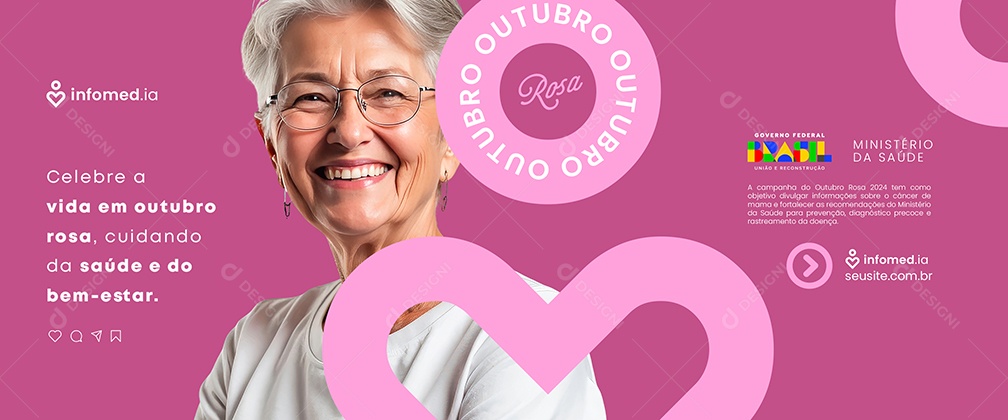 Carrossel Outubro Rosa Celebre a Vida Ministério da Saúde Social Media PSD Editável