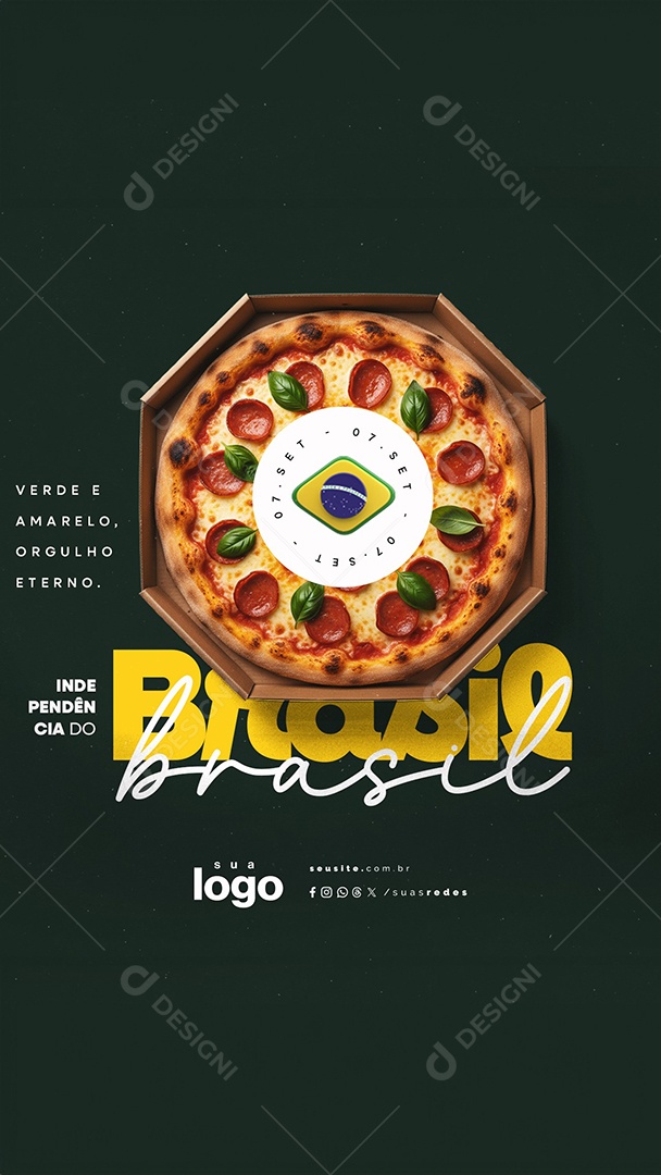 Story Dia da Independência do Brasil 07 de Setembro Pizzaria Social Media PSD Editável