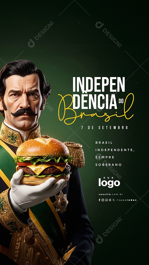 Story Dia da Independência do Brasil 07 de Setembro Hamburgueria Social Media PSD Editável