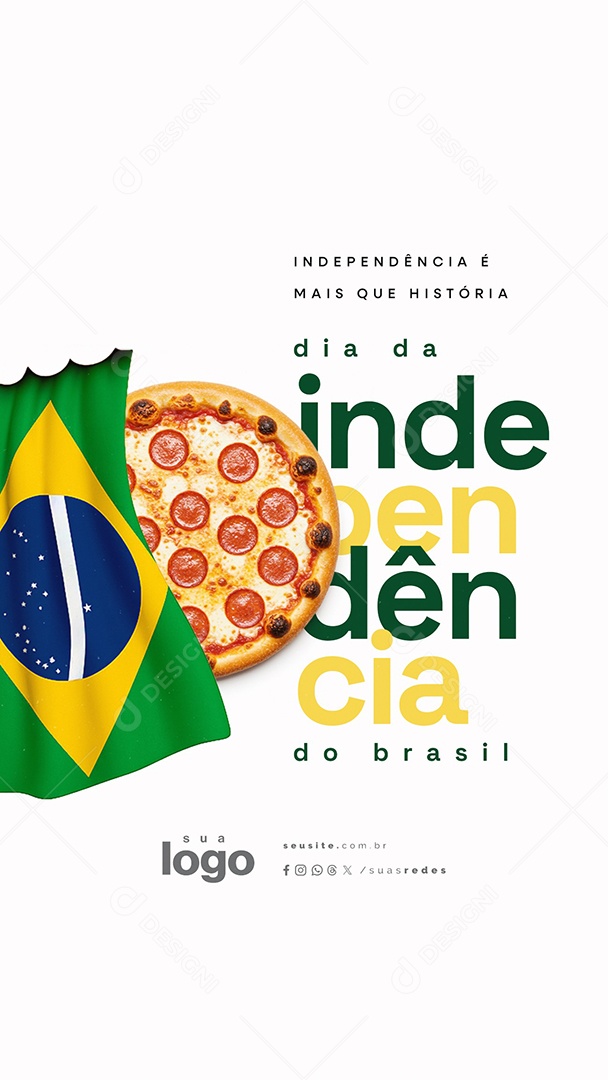 Story Dia da Independência do Brasil 07 de Setembro Pizzaria Social Media PSD Editável