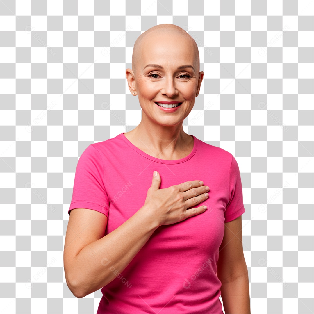 Mulher Sorrindo Outubro Rosa PNG Transparente