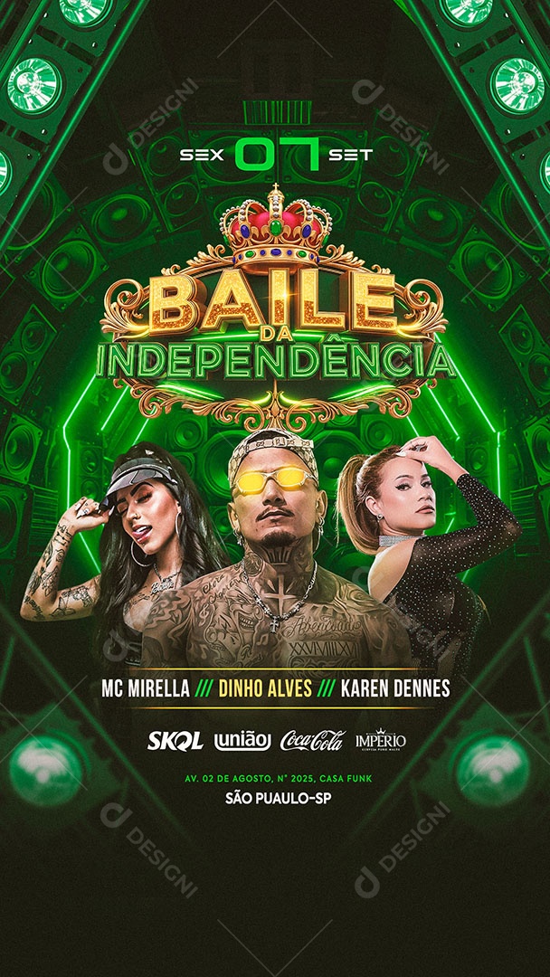 Flyer Baile da Independência Social Media Story PSD Editável