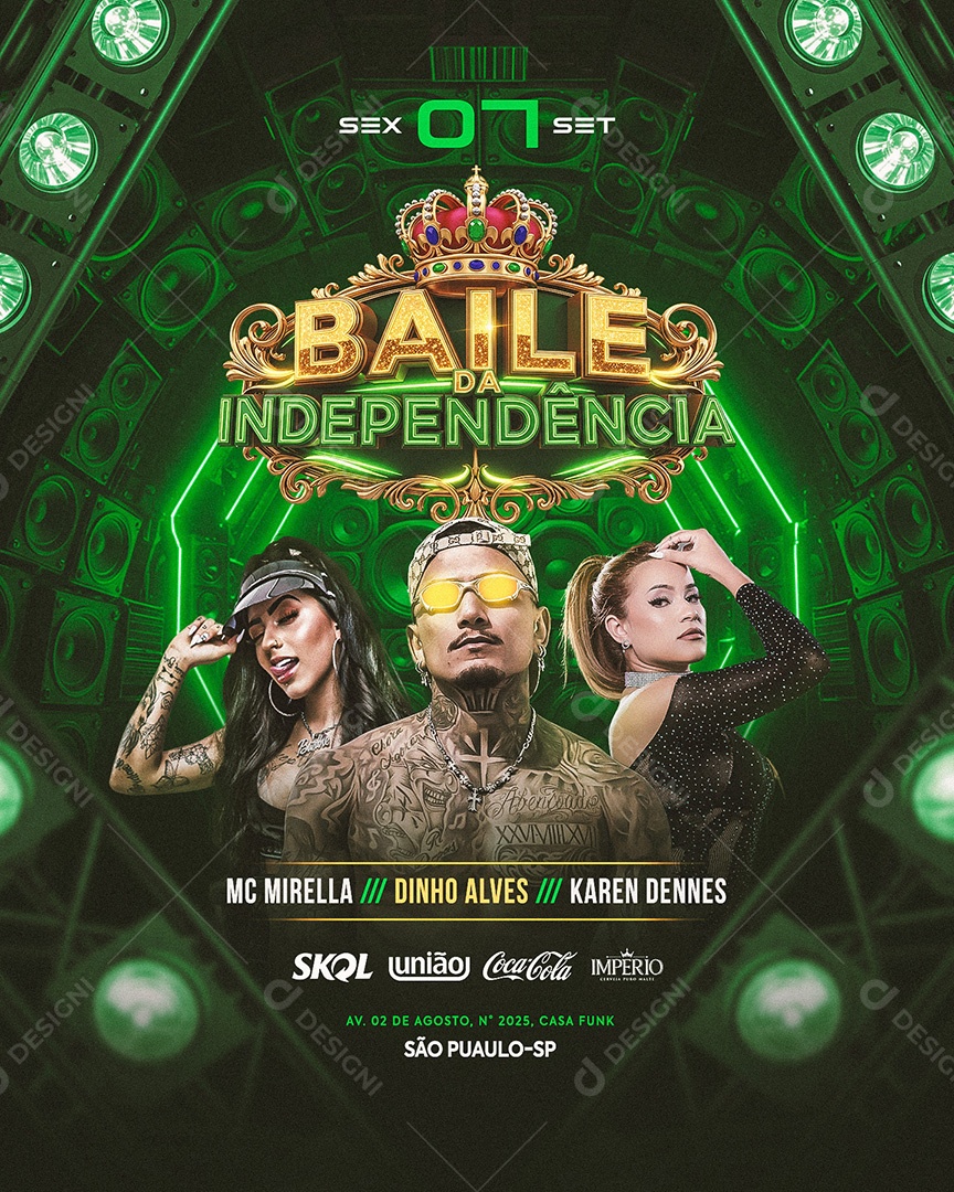 Flyer Baile da Independência Social Media Feed PSD Editável