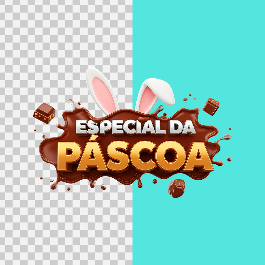 Selo 3D Especial da Páscoa Para Composição PSD