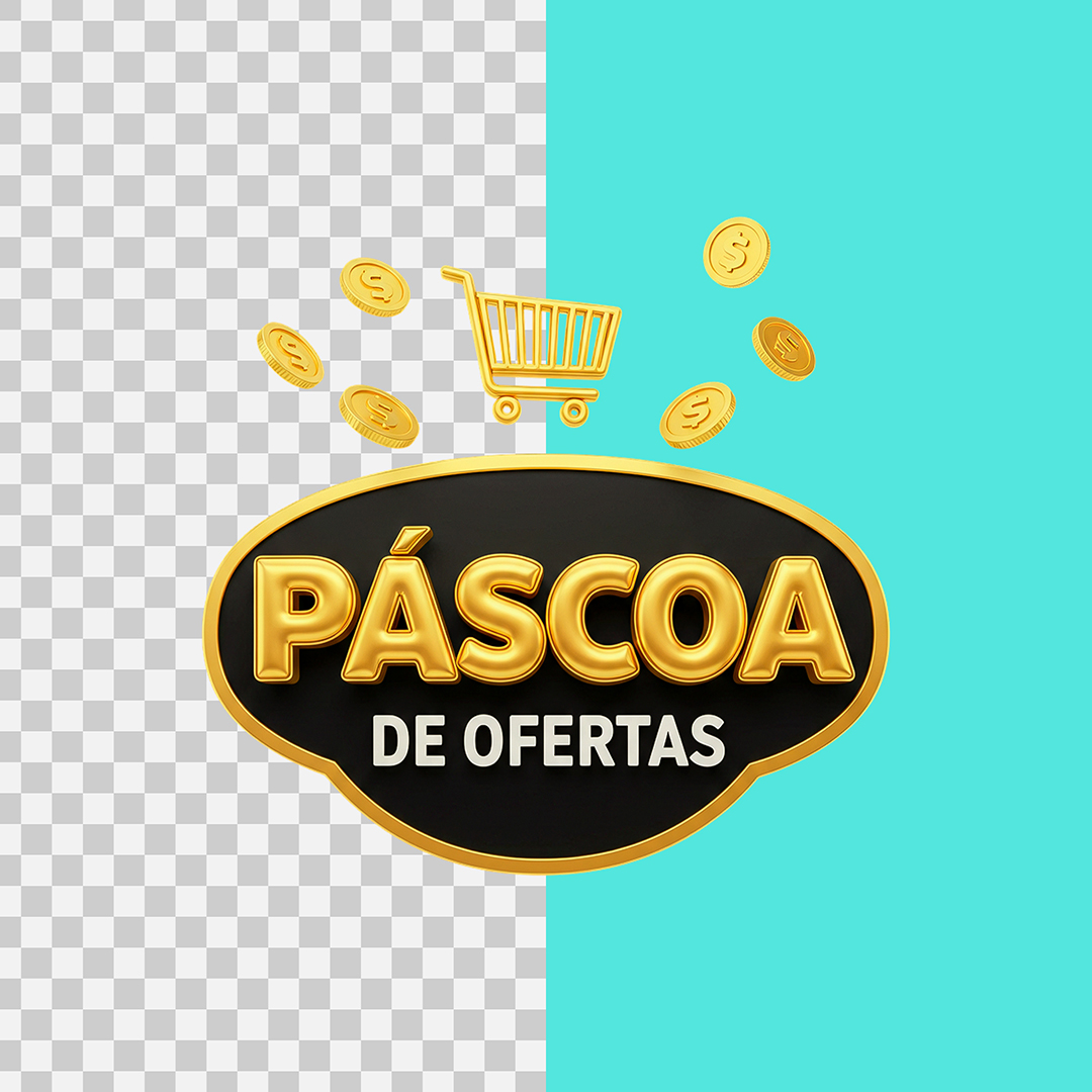 Selo 3D Páscoa de Ofertas Para Composição PSD