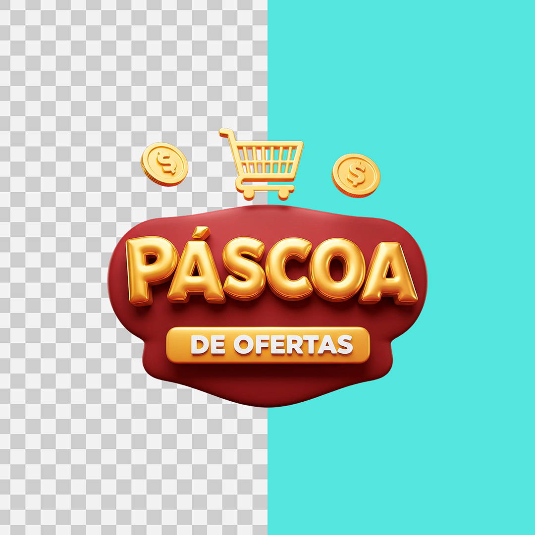 Selo 3D Páscoa de Ofertas Para Composição PSD