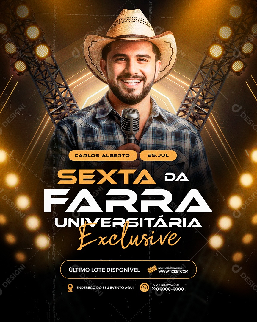 Flyer Próximos Shows Sexta da Farra Social Media PSD Editável