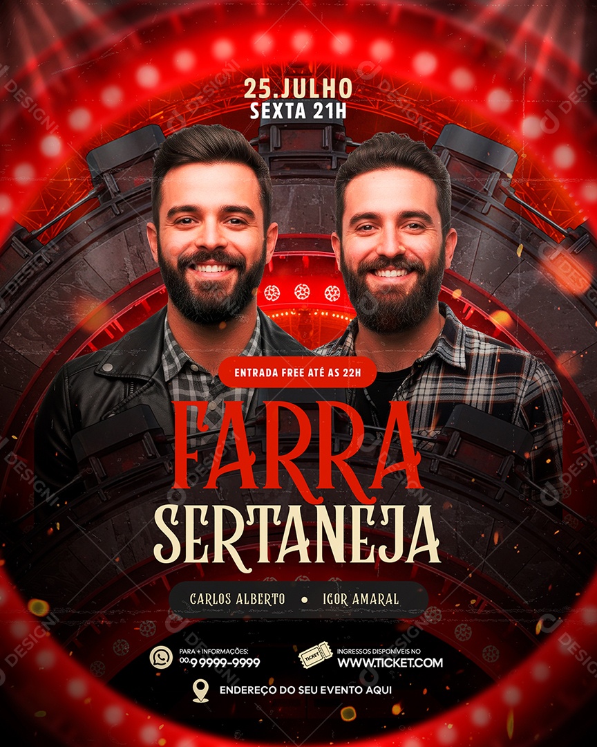 Flyer Próximos Shows Farra Sertaneja Social Media PSD Editável