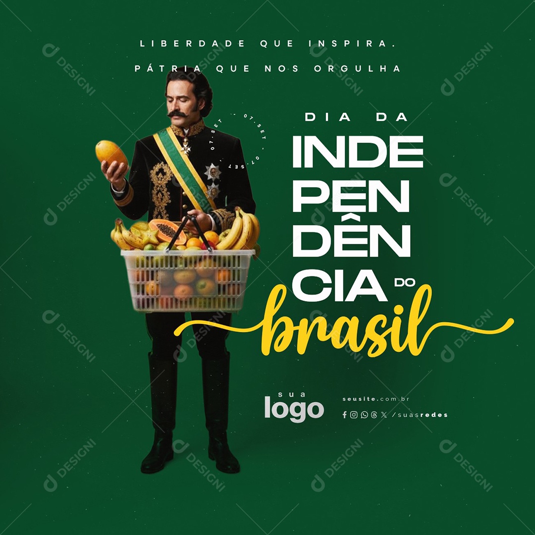 Dia da Independência do Brasil 07 de Setembro Supermercado Hortifruti Social Media PSD Editável