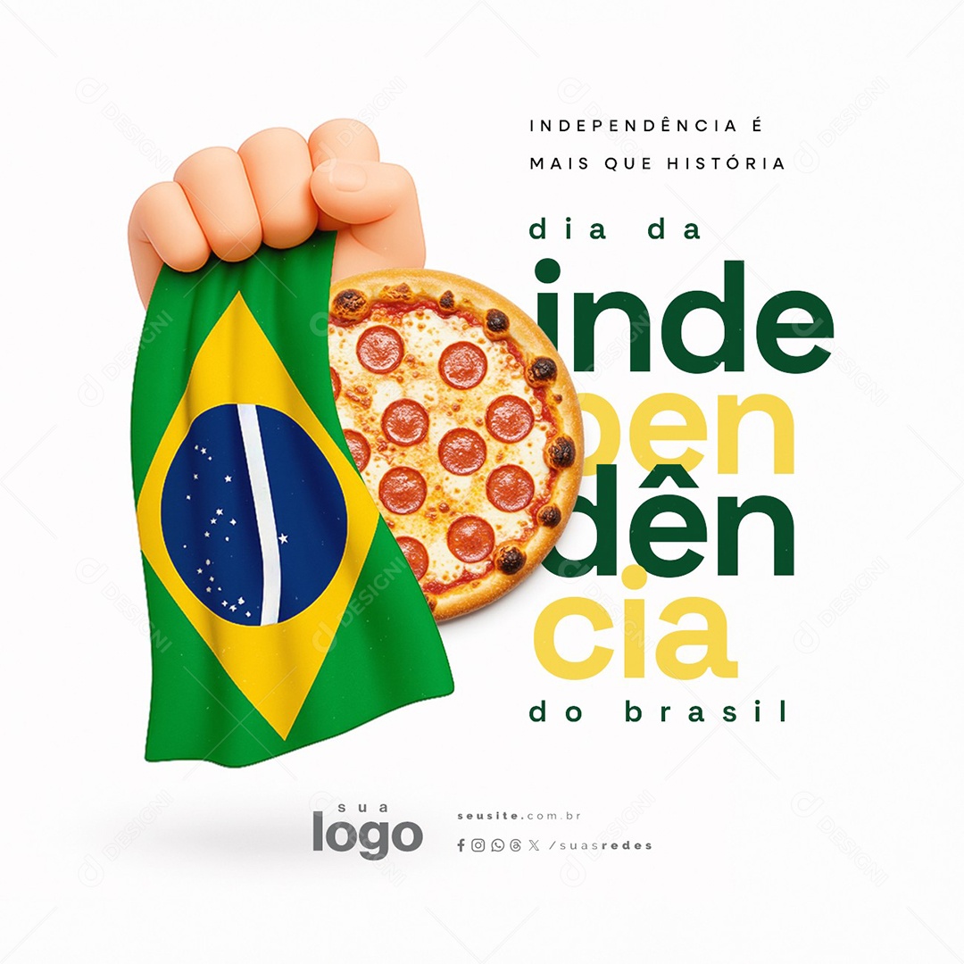 Dia da Independência do Brasil 07 de Setembro Pizzaria Social Media PSD Editável