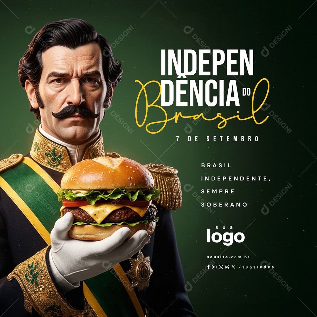 Dia da Independência do Brasil 07 de Setembro Hamburgueria Social Media PSD Editável