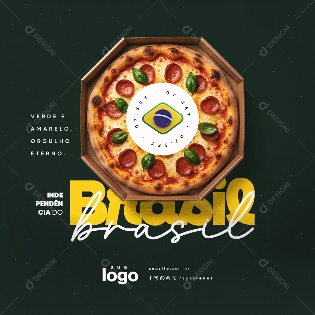 Dia da Independência do Brasil 07 de Setembro Pizzaria Social Media PSD Editável