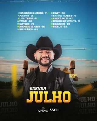 Agenda Julho Cantor Sertanejo Eventos Brasil PSD Editável