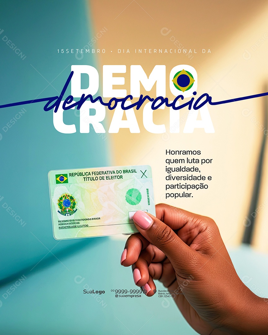 Dia Internacional da Democrácia 15 de Setembro Social Media PSD Editável