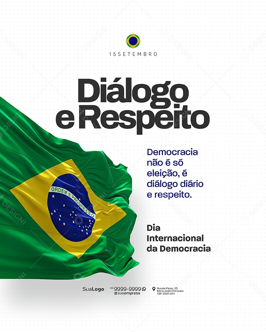 Dia Internacional da Democrácia 15 de Setembro Social Media PSD Editável