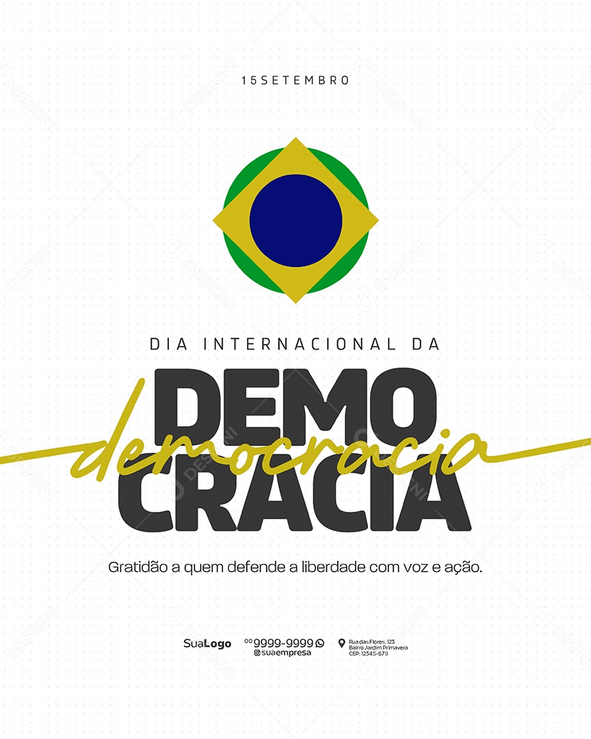 Dia Internacional da Democrácia 15 de Setembro Social Media PSD Editável