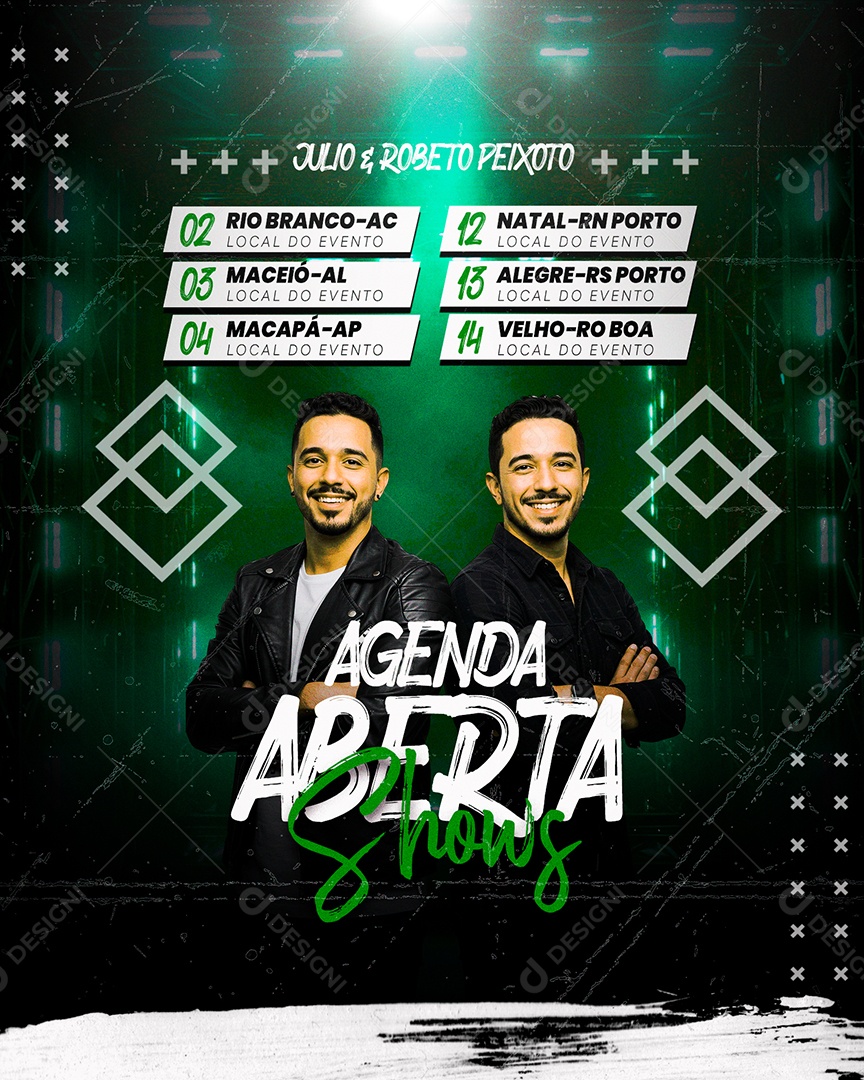 Flyer Agenda Aberta Shows Social Media PSD Editável