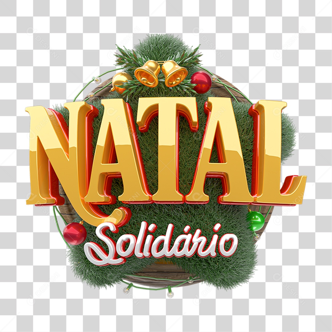 Selo 3D Natal Solidário PNG Transparente