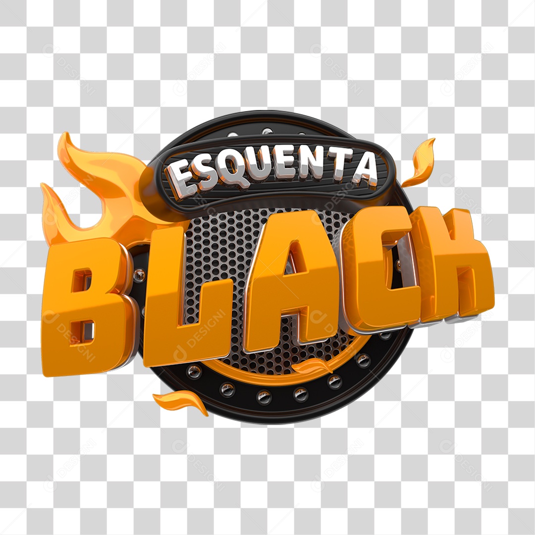Selo 3D Esquenta Black PNG Transparente