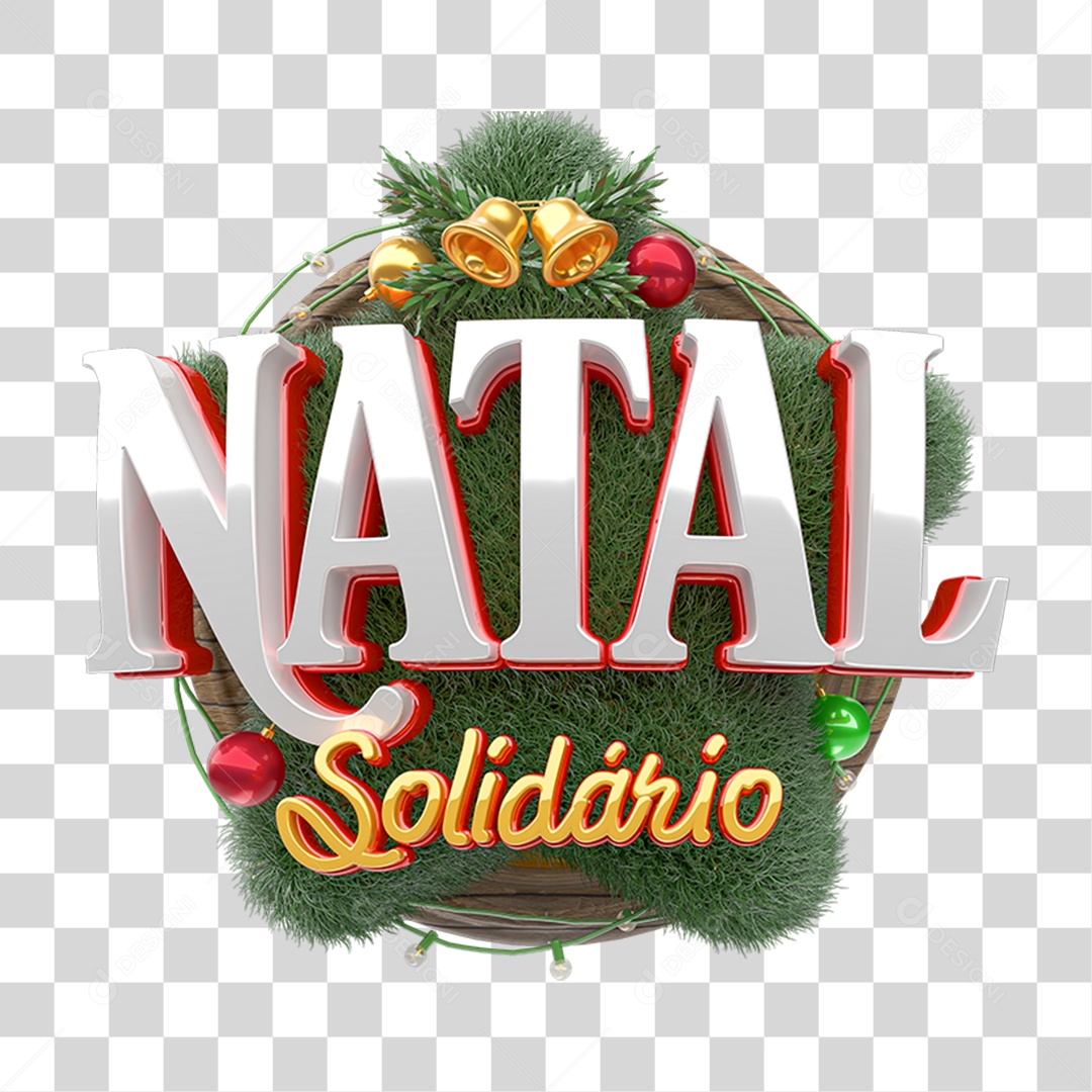 Selo 3D Natal Solidário PNG Transparente